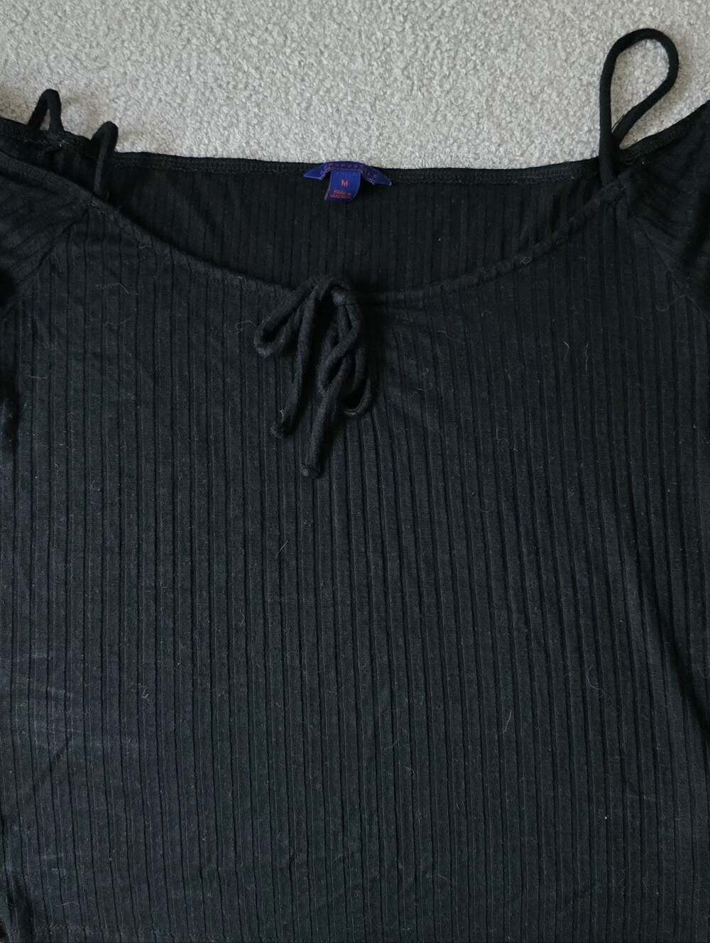 Aeropostale Black Ribbed Tie-Front Crop Tank